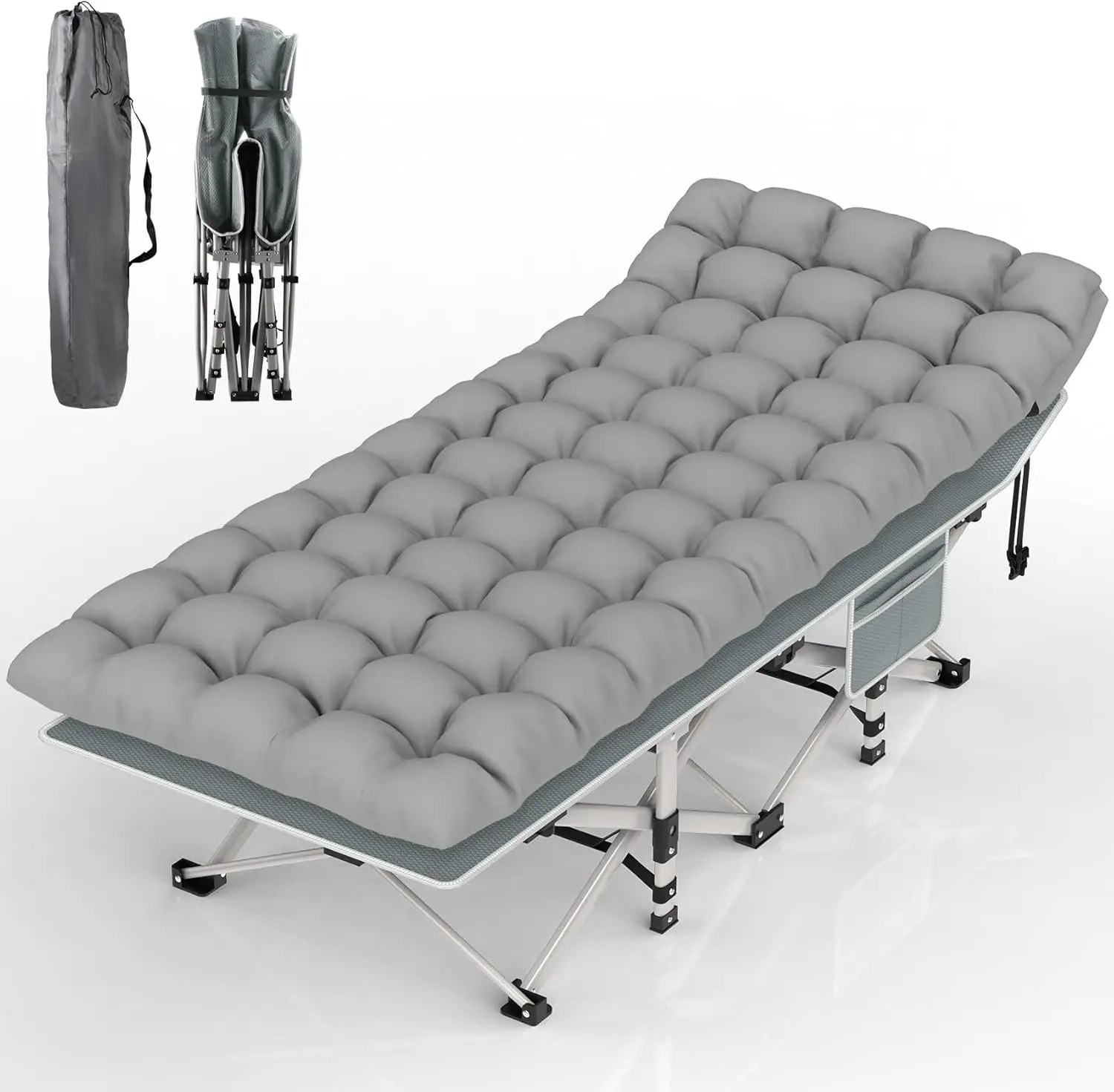 

Camping Cot, Folding Camping Cot Bed For Adults Sleeping 1200D Double Layer Ox Portable Folding Outdoor Cots For Camping W/Soft