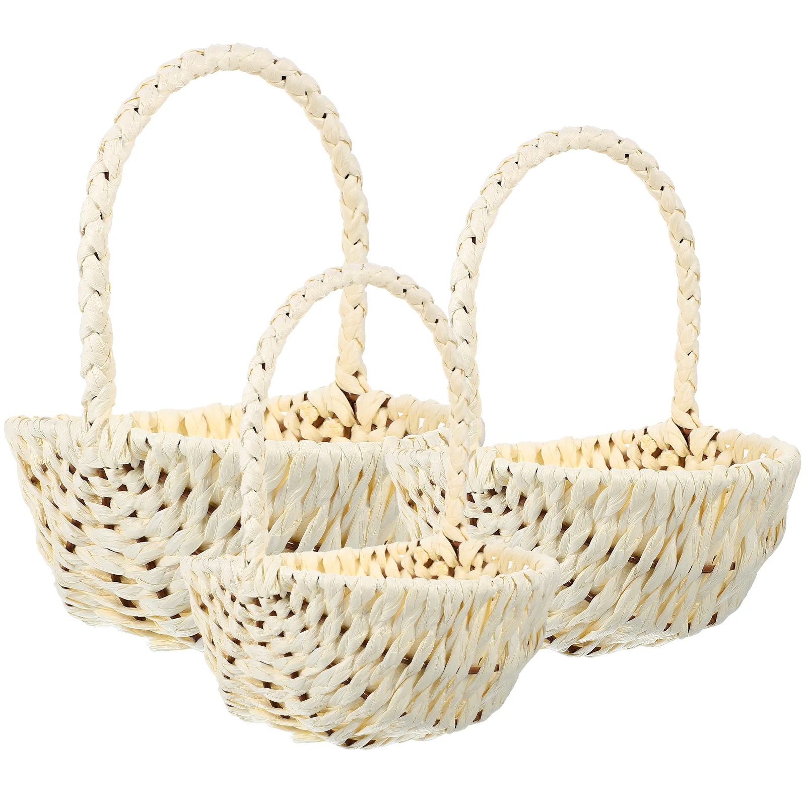 3Pcs Picnic Basket Hand Woven Paper Storage Basket for Fruit Food Flower Container Kitchen Organization Gift Home Decoration