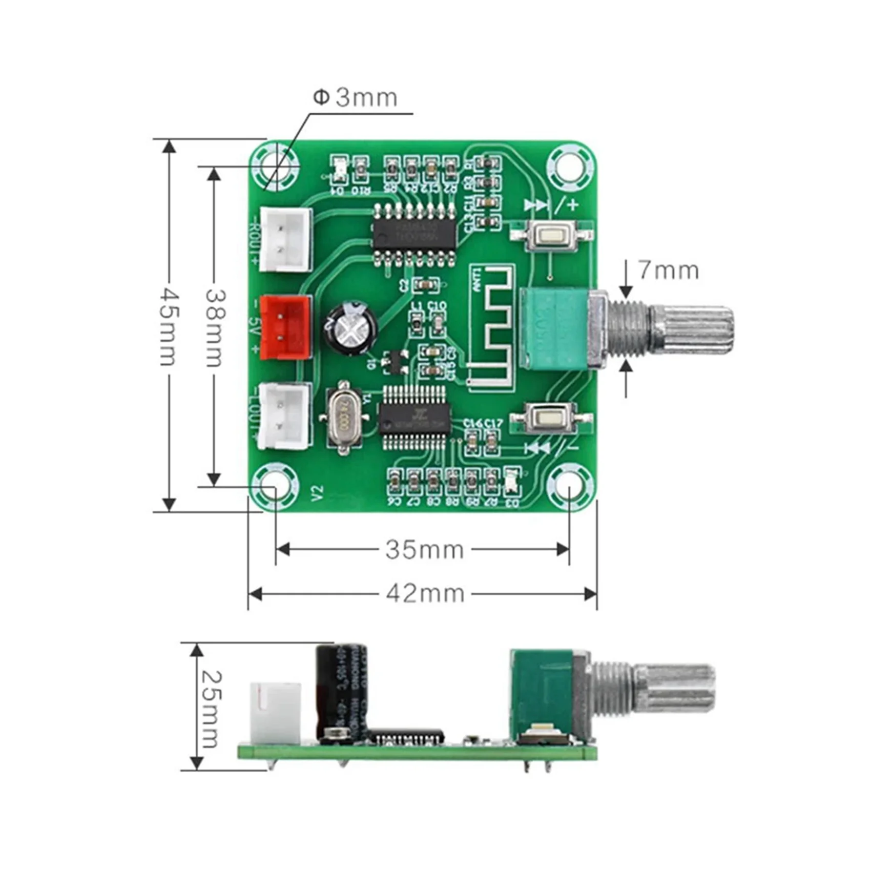 CJSD-2X Digital PAM8403 Small Power 5W Amplifier Board 2 Channel Bluetooth 5.0 DIY Home Sound Speaker Amp Module
