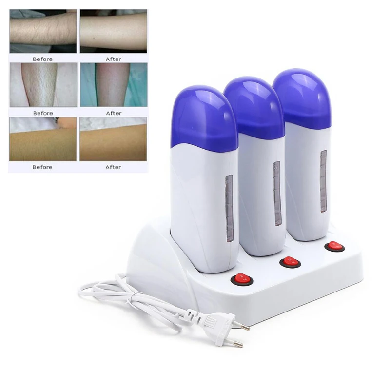 3PCS Rolling เครื่องกำจัดขนตลับหมึก Depilatory Waxing Heater Wax Heater Roller อุ่นตลับหมึก Strips กำจัดขน
