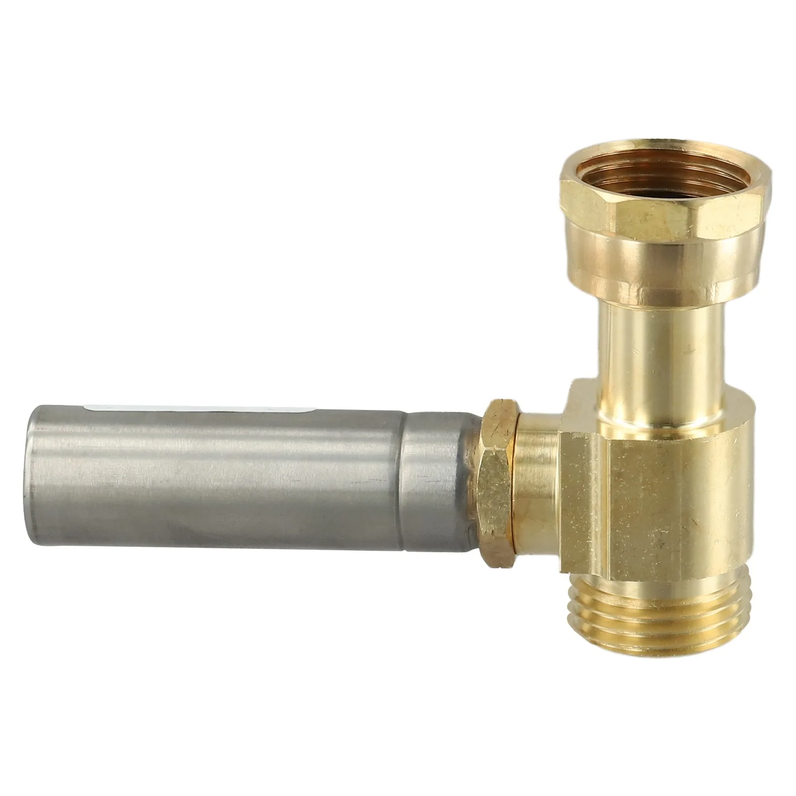 Edelstahl-Wasserhammerabsorber, 3/4 Zoll NH-Gewinde, Messing-T-Stück-Verbinder für Waschmaschinen, zur Geräuschreduzierung in der Sanitärinstallation. – Detail 11