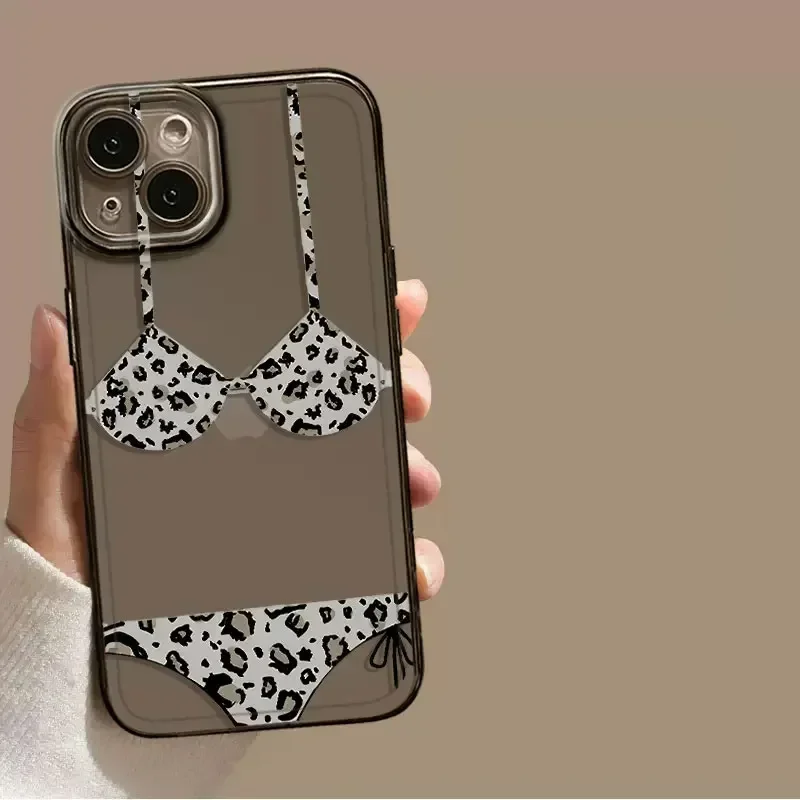 Funny Sexy Underwear Bikini Pattern Phone Case For iPhone 16 15 14 13 12 11 Pro Max Mini X XS SE 7 8 Plus Shockproof Clear Cover