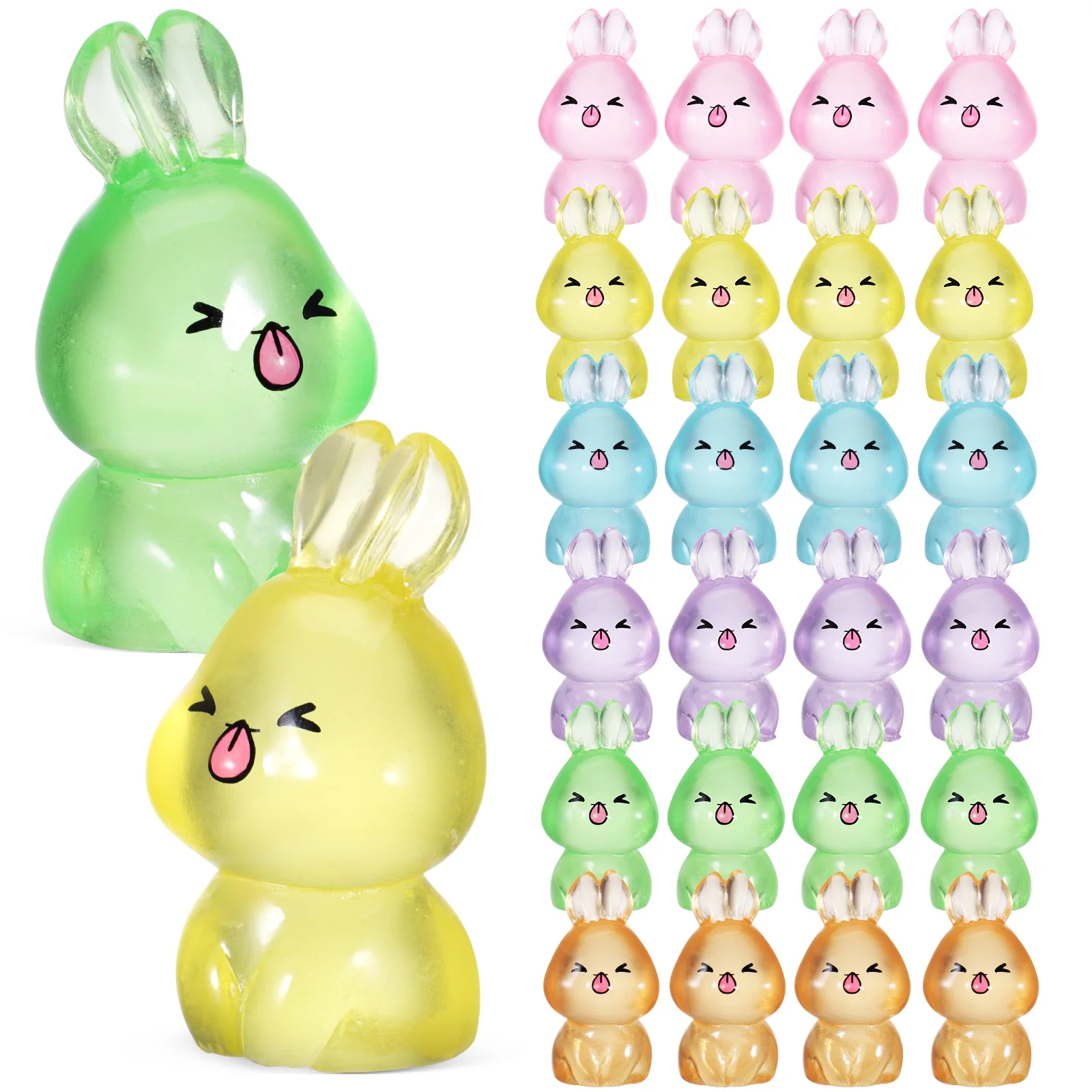 

84 Pcs Glow in the Dark Resin Bunny Figurines Miniature Rabbit Ornaments Night Decoration Bedroom Car Accessories