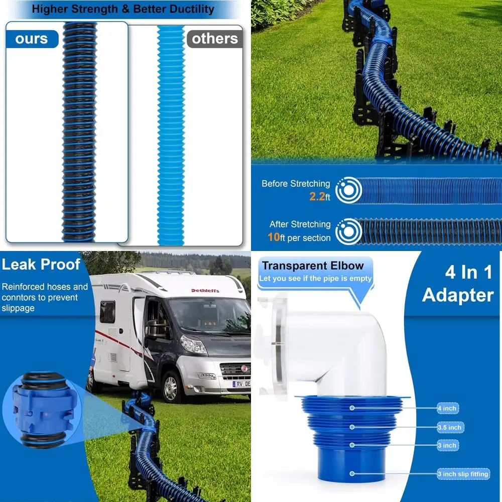20 FT RV Sewer Hose, Sewer Hose for RV Camper - Includes 2 Attachable 10 ft Sewer Hose kit with Swivel Fitting, 90 Degree Clear
