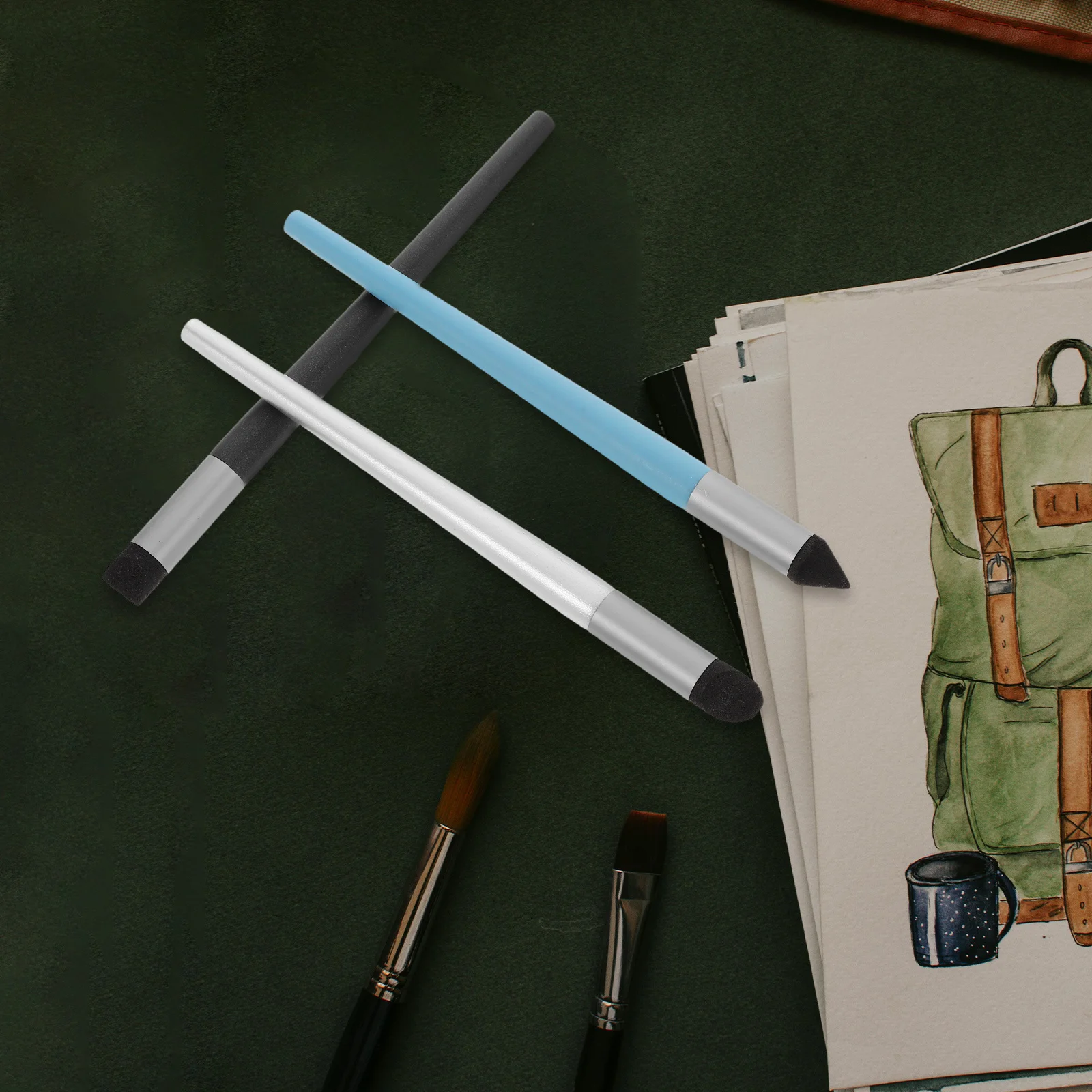 3 قطعة أقلام إسفنجية مزج باستيل الزيت أدوات فرك للفنانين أطراف إسفنجية انتقالية ناعمة رسم مزج الألوان بدون خياطة