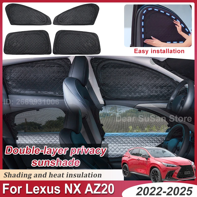 Double Layer Sunshade For Lexus NX 300h 450h MK2 Accessories 2022~2025 Mesh Sunscreens Car Window Camping Sun Shades Visor Parts