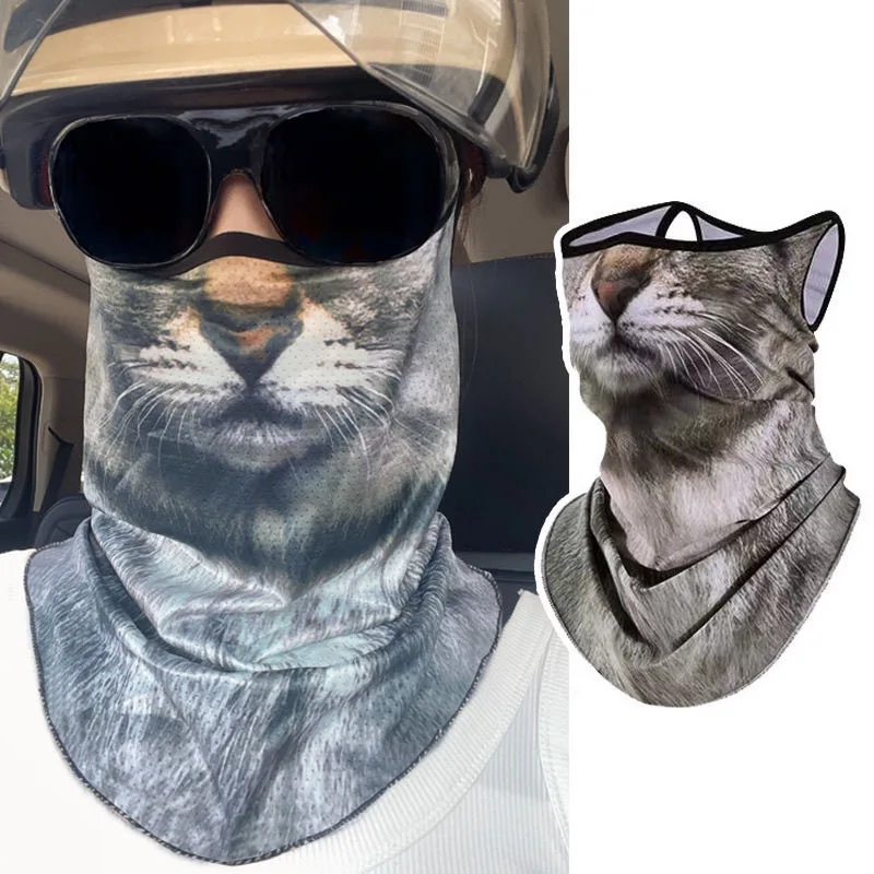 3D Animals Magic Scarf Bandana Breathable Neck Warmer Gaiter Hanging Ear Outdoor Sports Triangle Face Mask Neckerchief Summer