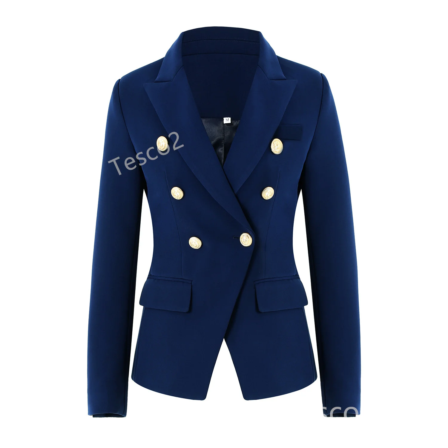 Tesco New Suit Blazer For Women Green Classic Double Breasted Long Sleeve Jacket For Business Slim Elegant Lady Waistcoat S-3XL