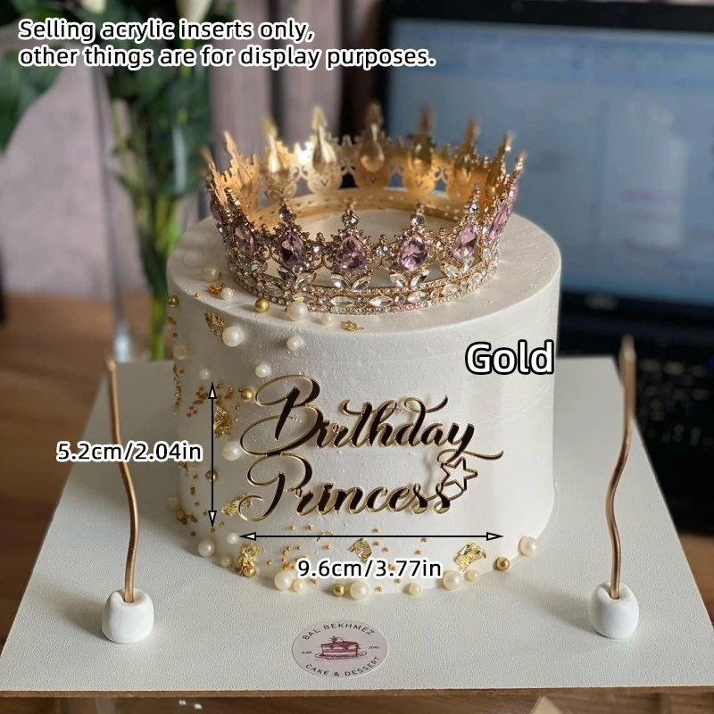 Tortenaufsatz aus Acryl, alles Gute zum Geburtstag, Königin, Prinzessin, geeignet für Mädchen, Geburtstagsparty, Kuchendekoration, Mädchen Mizwa-Babyparty – Detail 5