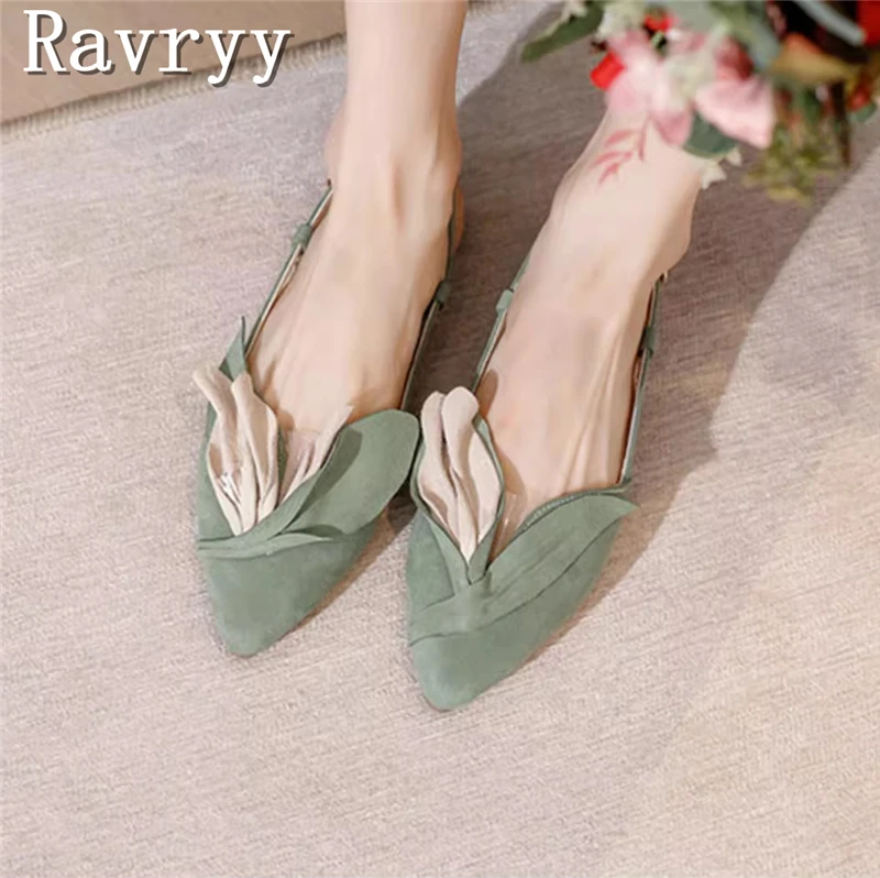 Flower decor Pointed Toe Single Shoes Designer Flat Bottom Strap Sandals Women\'s Evening Versatile Mary Jane Shoes