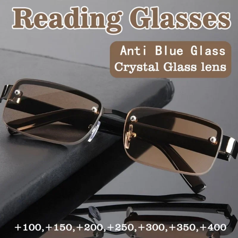 High-quality Half-frame Reading Glasses for Mens Natural Original Stone Presbyopia Glasses очки для чтения мужские +2.0