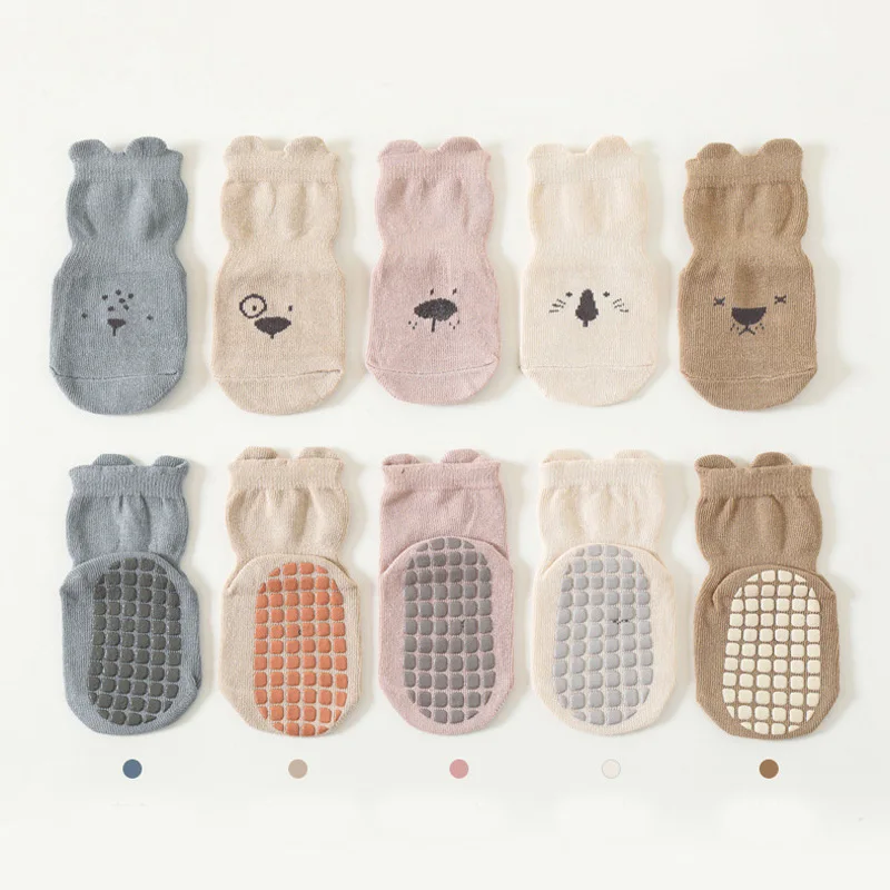 Baby Adorable Animals Pattern Non Slip Floor Socks, Breathable Casual Socks For Boys and Girls Kids Indoor Activities