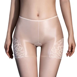 Women Oil Shiny Sheer Briefs See-Throughs Silky Smooth Pants Sex Underwear Fish Pattern Shorts Erotic Lingerie