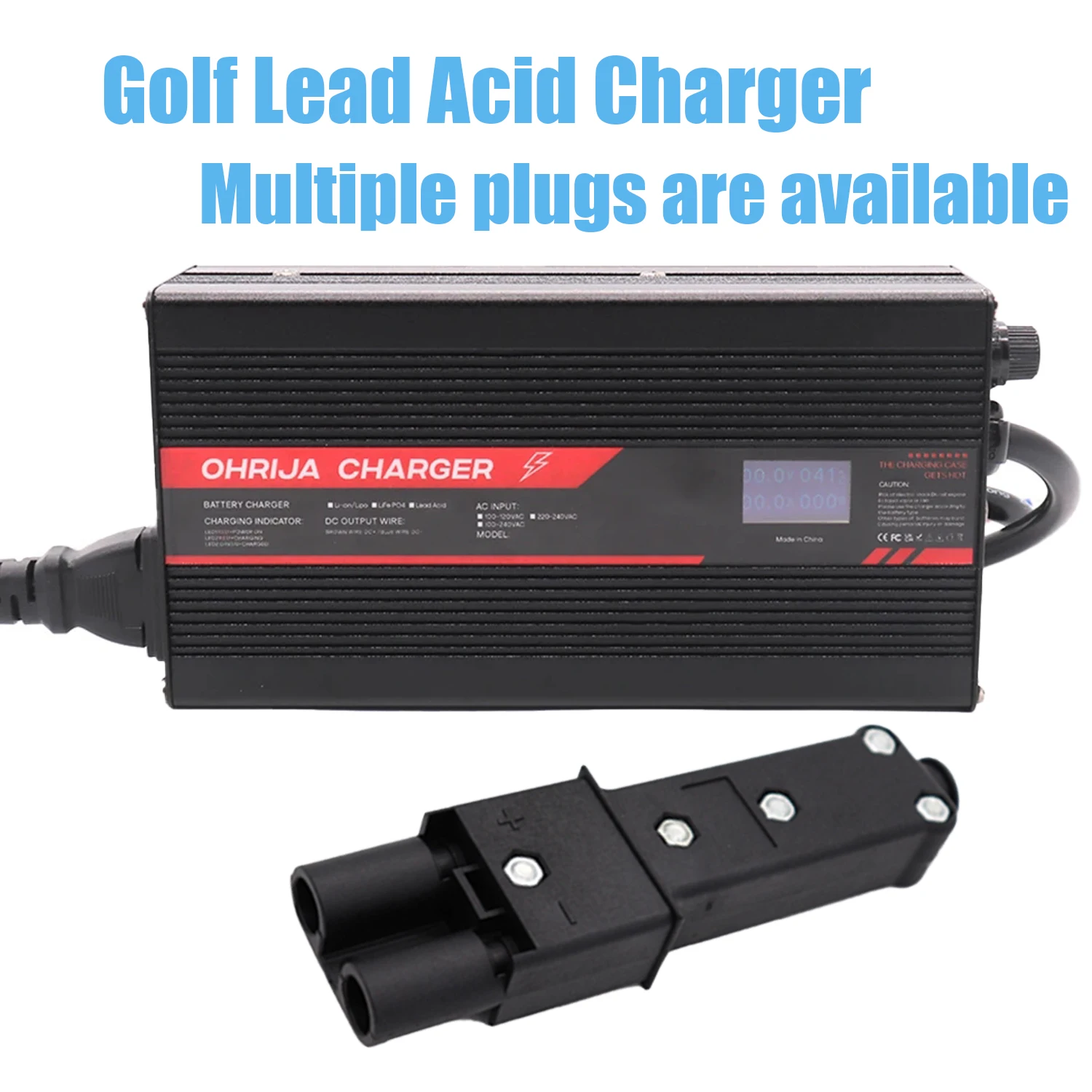 

OHRIJA 48V 8A Golf Lead Acid Charger with Digital Display and Handle For 48V EZGO Golf Cart Club Golf Cart Battery