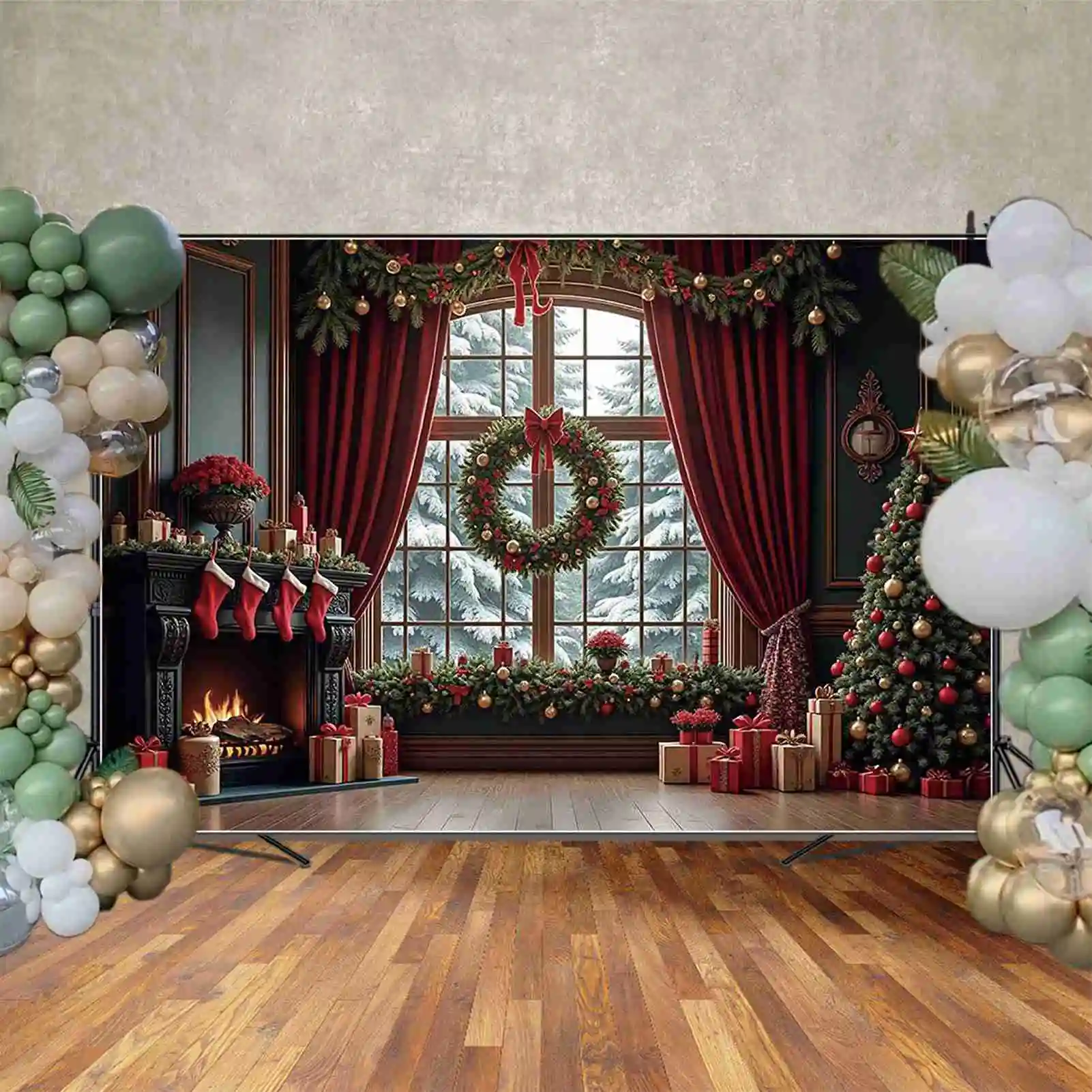 MOON.QG 크리스마스 장식 배경 사진 카펫 조명, 크리스마스 트리 포토콜 배경, 어린이 스튜디오 포토부스 소품