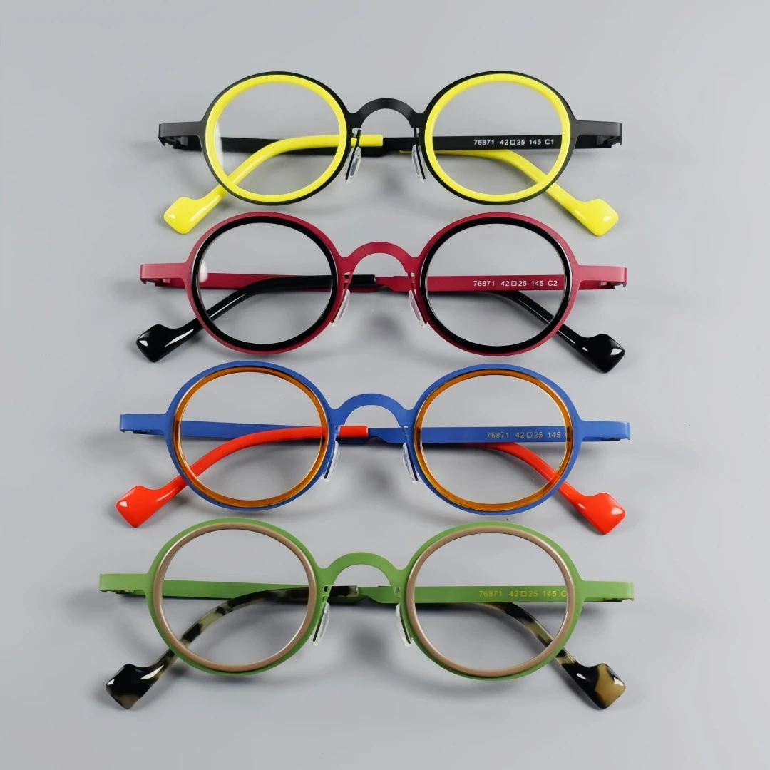 

Vintage ultra light pure titanium eyeglass frame 76871 round eyeglass frame can be paired with prescription glasses