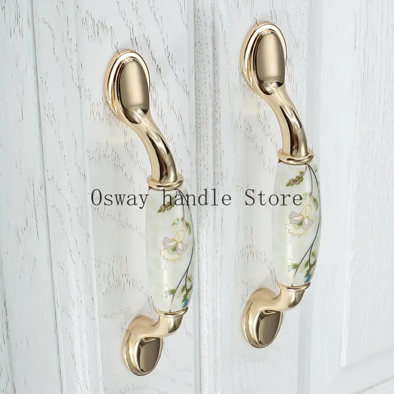 Antique Ceramic Cabinet Handles Chinese Vintage Drawer Knobs Wardrobe Door Handles European Furniture Handle Hardware