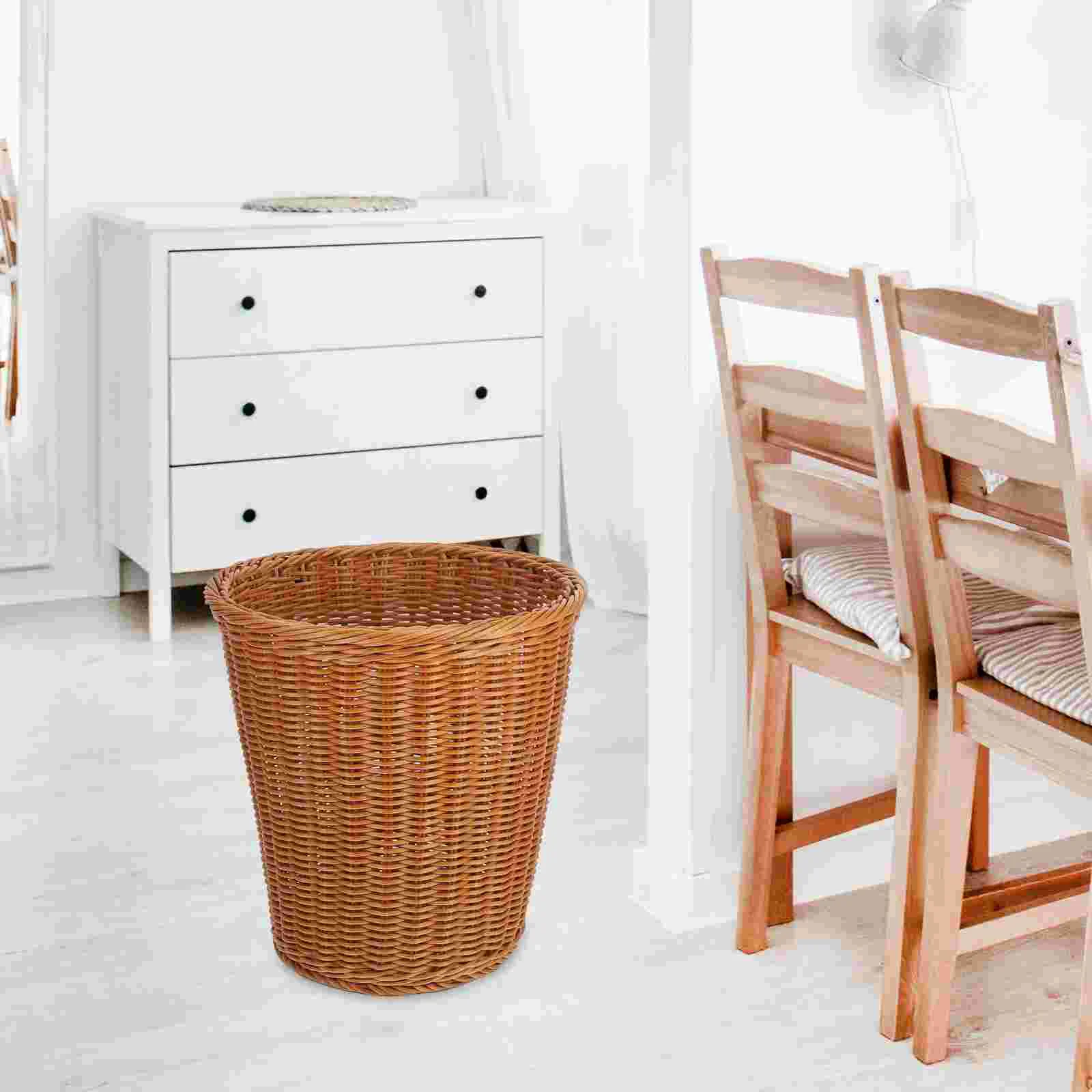 Kitchen Trash Containers Rattan Can Toy Simulated Decorative Storage Baskets Plastic Office