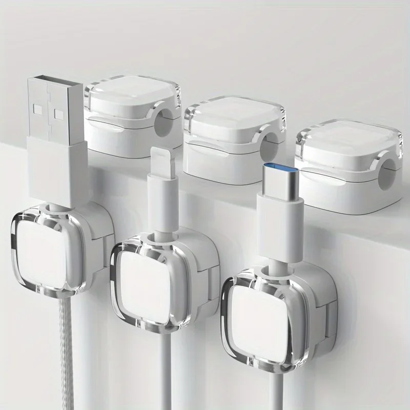 NNBILI 6 Stück magnetische Kabelmanagement-Clips, mehrfarbiger Kabel-Organizer, Schreibtisch- und Wandhaken für Telefongaten und Ladegeräte 