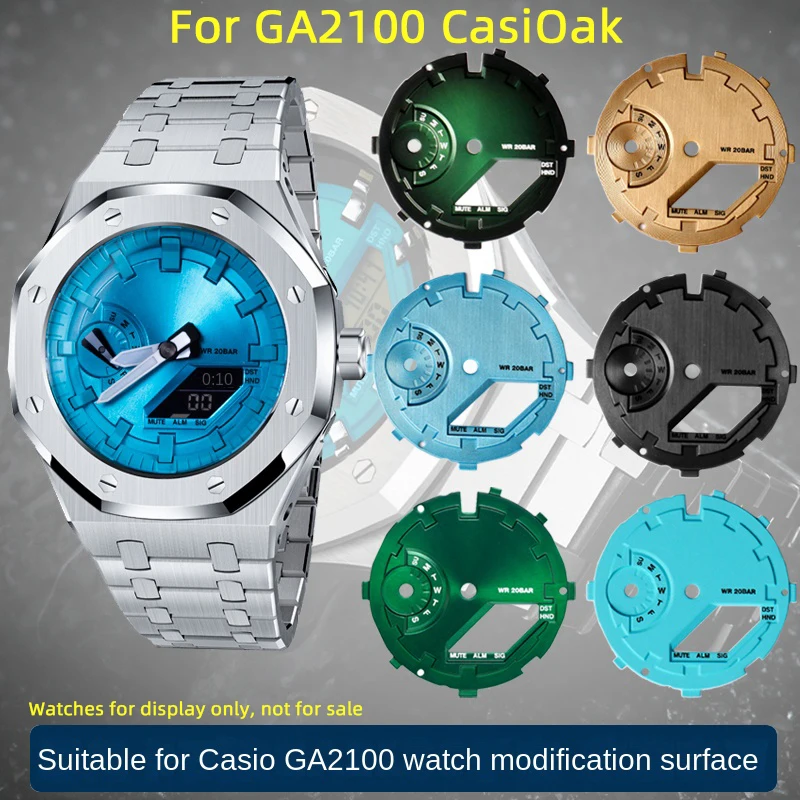 For Casioak GA2100 GA2110 Oak metal Surface Dial Modified GA-2100 GA-2110 dial sun pattern Matte Lacquer Bezel Watch accessories