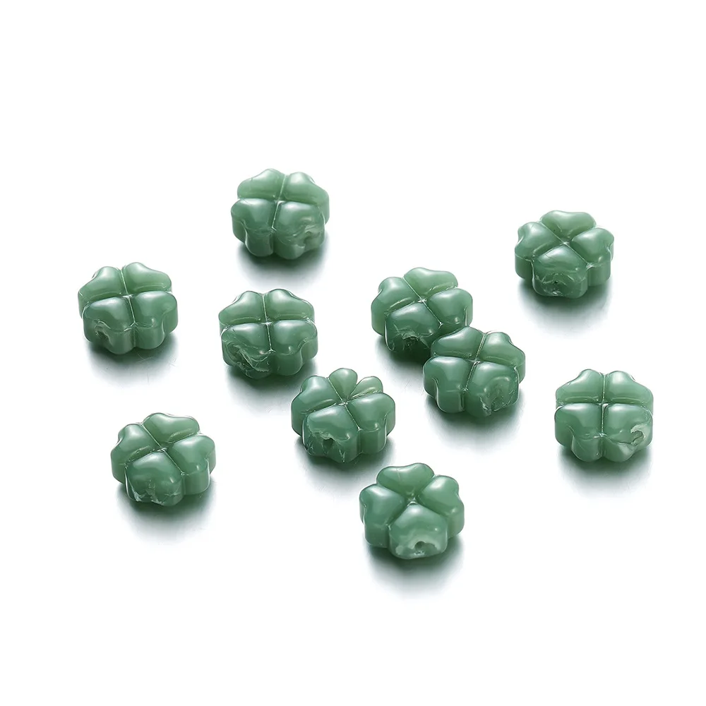 20pcs/bag Transparent Clover Shape Glass Beads Czech Lucky Bracelets Beads Fitting Jewelry Charm Crafts Accessories