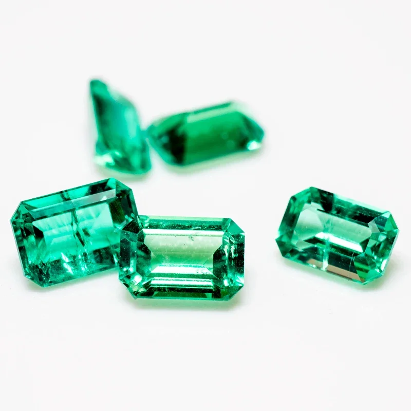 Lab Grown Small Size Columbia Emerald 4x6mm Emerald Cut for Charms Jewelry Making DIY Ring Necklace Earrings Main Materials