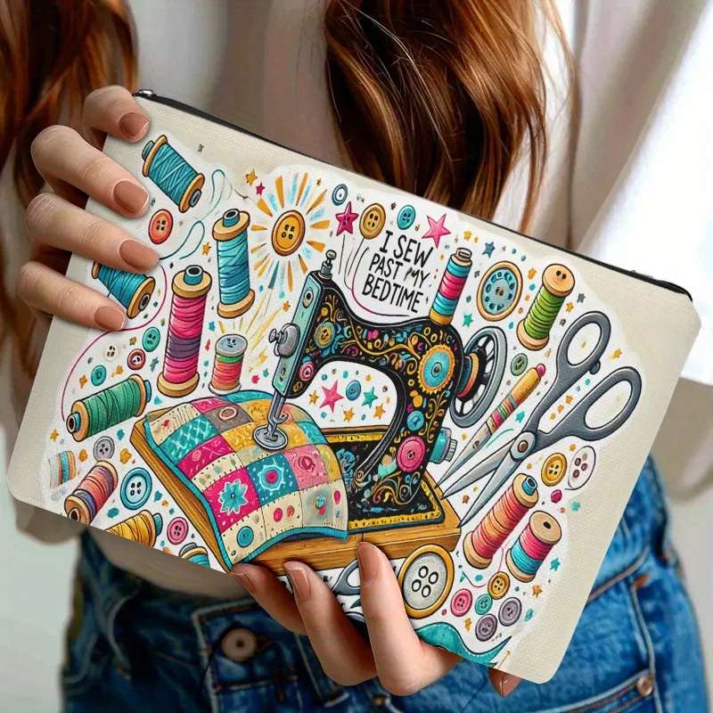Makeup Bag Sewing Machine and Sewing Supplies Travel Toiletry Bag Zipper Closure Durable Fabric Portable Suitable for Travel