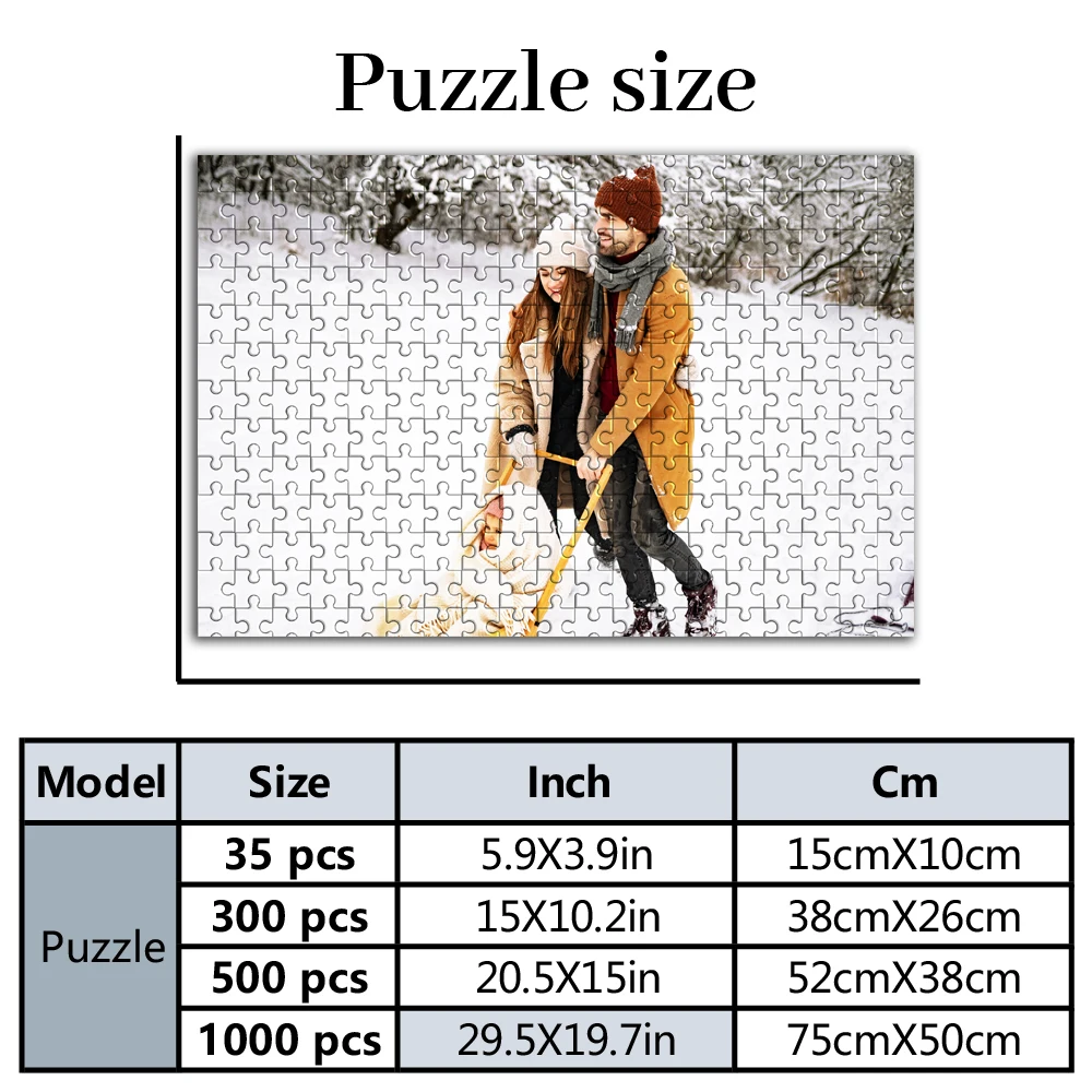 Personalized Custom Photo Puzzle Customize Snowy Couple Interaction Theme Custom Photo Portrait Painting Handmade Birthday Gift