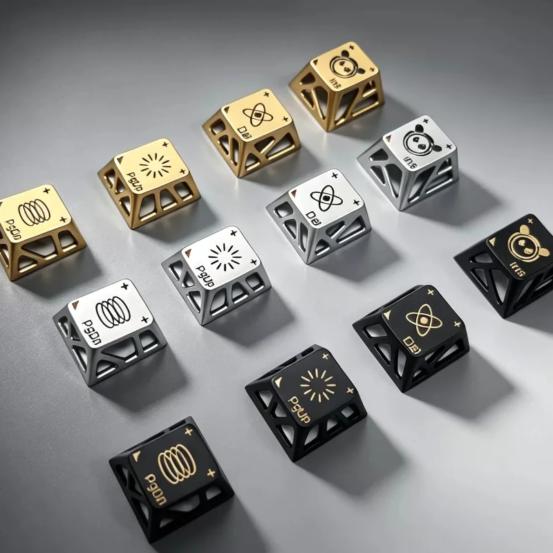 Personal Bear Metal Hollow Keycaps Custom Cherry Golden Enamel CNC Aluminum Alloy Cartoon Anime Keycaps 4pcs WASD Point Key Cap