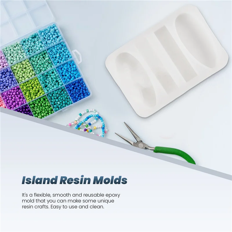 

AED5-4 Pack DIY Island Necklace Gem Pendant Epoxy Mould Keychain Pendant Resin Silicone Mould