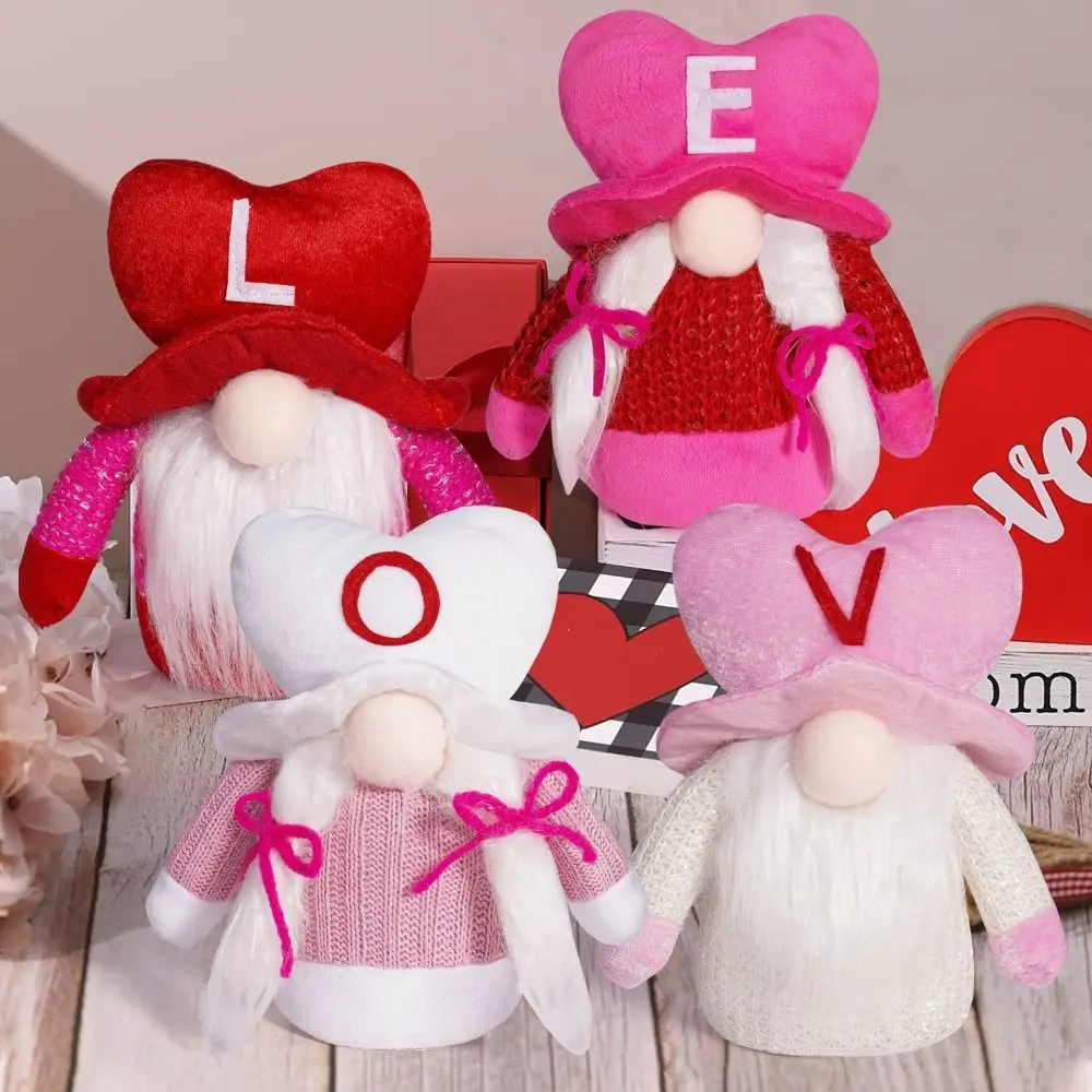 Creative น่ารักวันวาเลนไทน์ LOVE Gnome ตุ๊กตาสีแดง Soft Faceless ตุ๊กตา Plush การ์ตูนของขวัญวันวาเลนไทน์ Party Favor