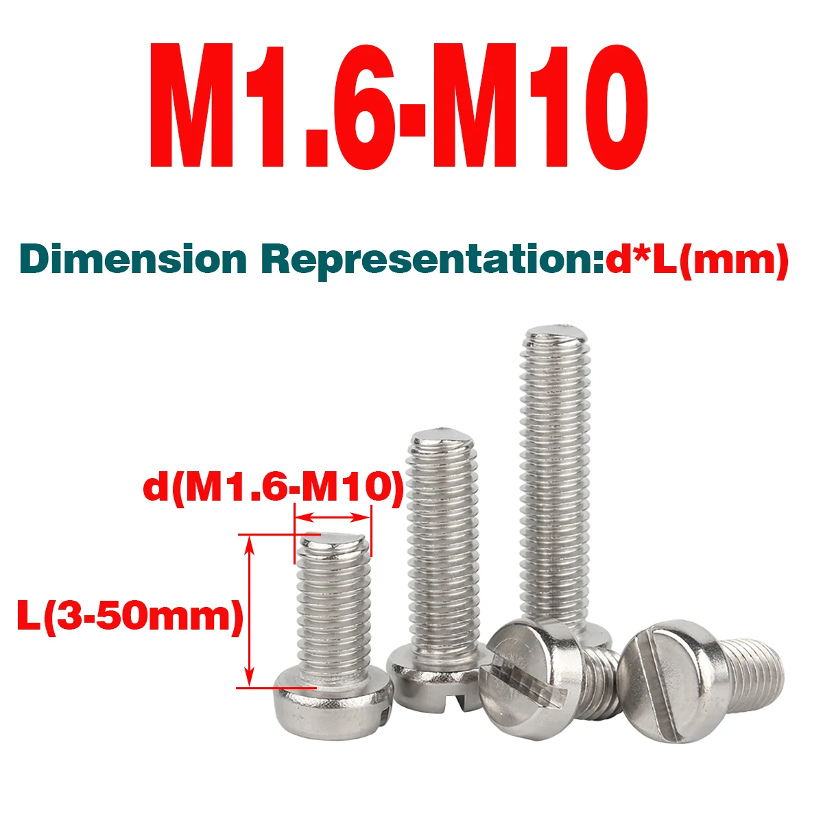 

304 SS Slotted Cheese Head Screw / Slotted Screw Round Head Bolt M1.6-M10