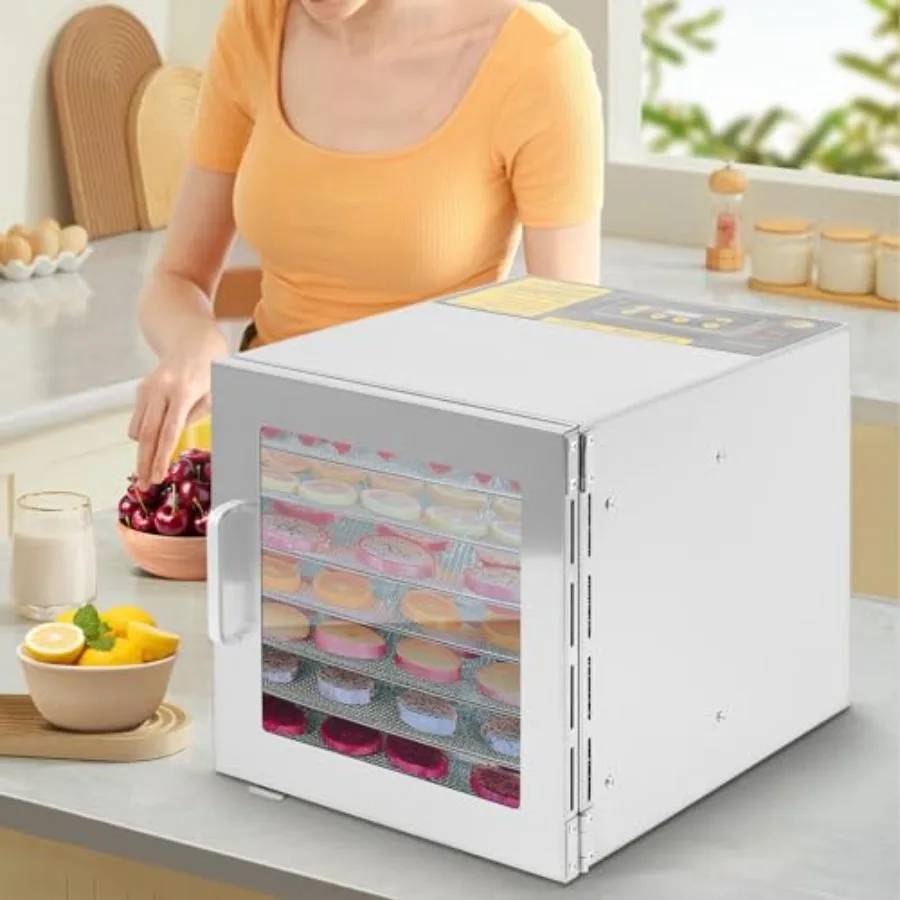 

Food Dehydrator Machine for dried meats herbs fruits vegetables with 8 stainless steel trays 700W 190F temperature control 24-h