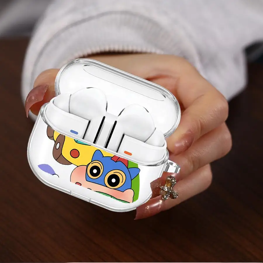 Case For Samsung Galaxy Buds 3 FE 4 Pro 2 Live 4Pro 2Pro 3Pro Clear Earphone Cases Cover With Hook Cute Crayons Shinchan view 5