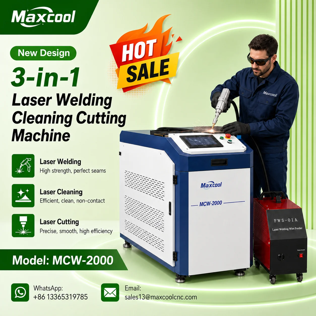 Multi Function 3 In 1 Fiber Laser Machine Laser Welding Cleaning Rust Paint Cutting Stainless Steel Aluminum 1500W 3000w