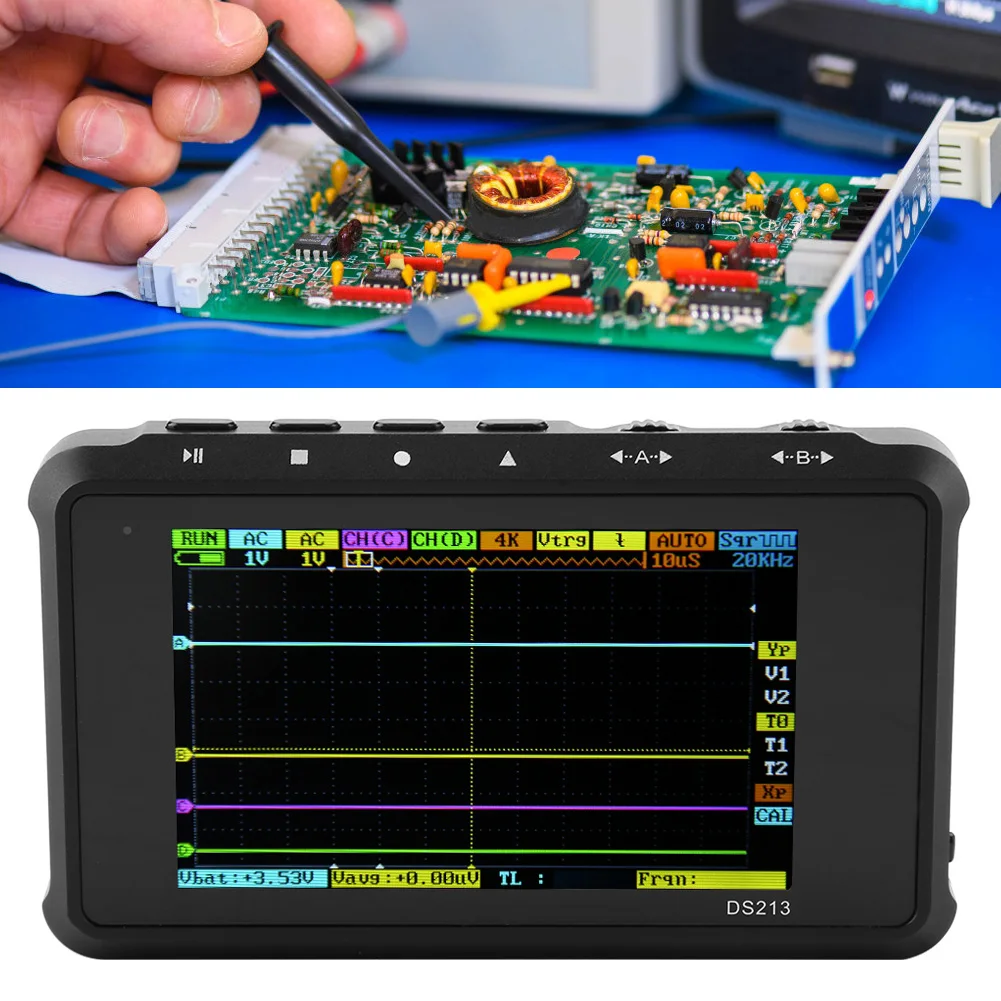 4 Channels Oscilloscope Digital Oscilloscope DS213 Mini 4 Channels 100MSa/s Digital  Portable Oscilloscope Oscilloscope