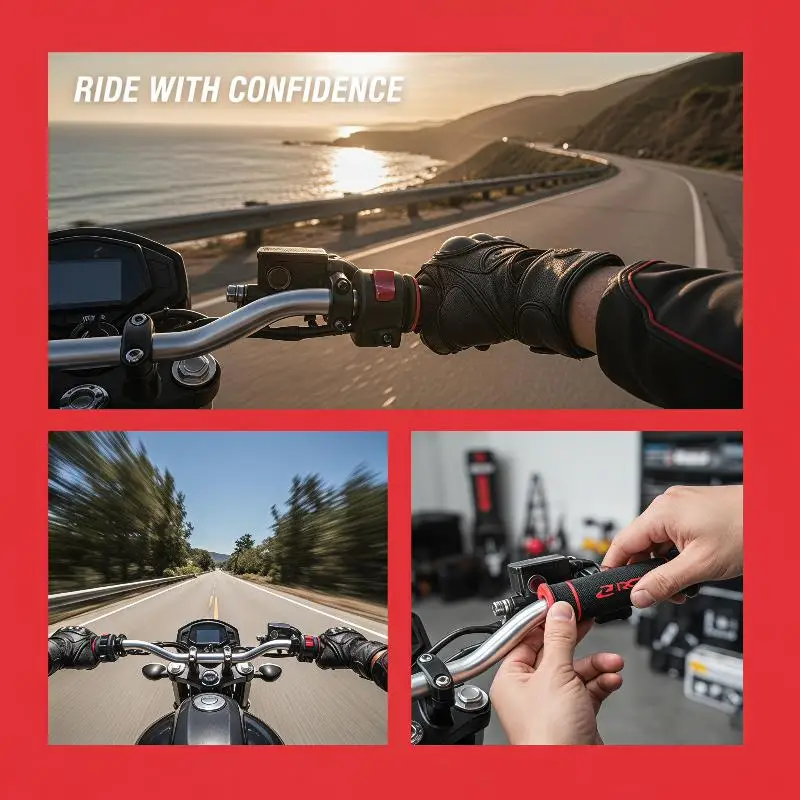 RCB Comfort Texture Motorcycle Handlebar Grips Non Slip Hand Grip Mod Parts For Dirt Bike Street Motorbike Off Road Daily Riding
