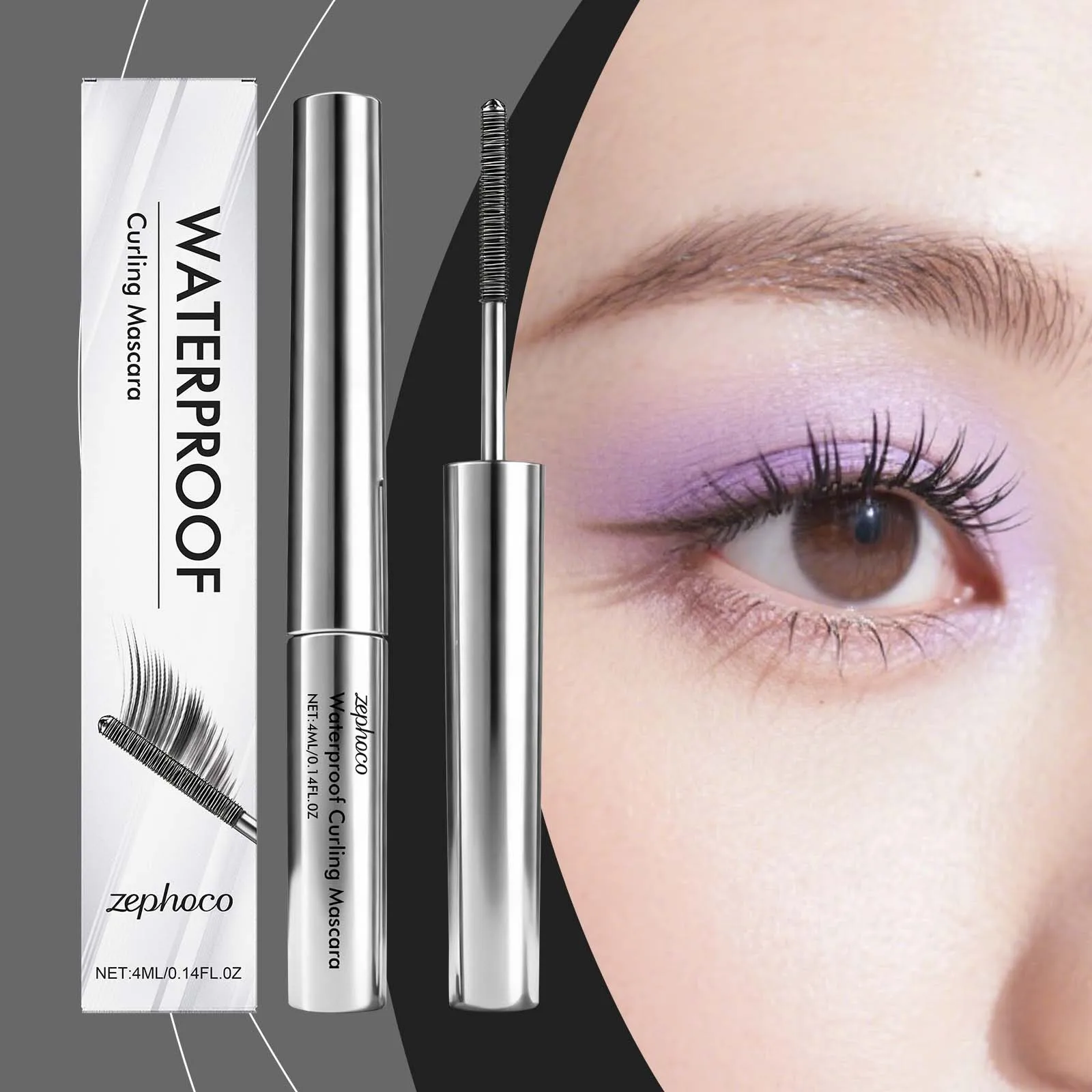 Máscara de Pestañas Impermeable Alargadora y Rizadora - Ligera, Iluminadora y con Fijación Natural, a Prueba de Manchas para Maquillaje Diario de Ojos