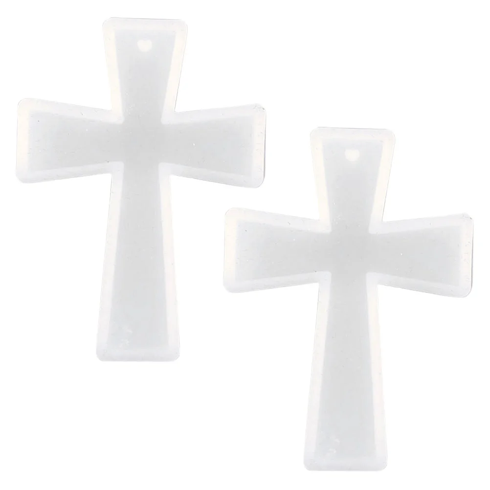 2 Pcs Crucifix Casting Mold Cross Crystal Epoxy DIY Tool Jewelry Flexible Silicone