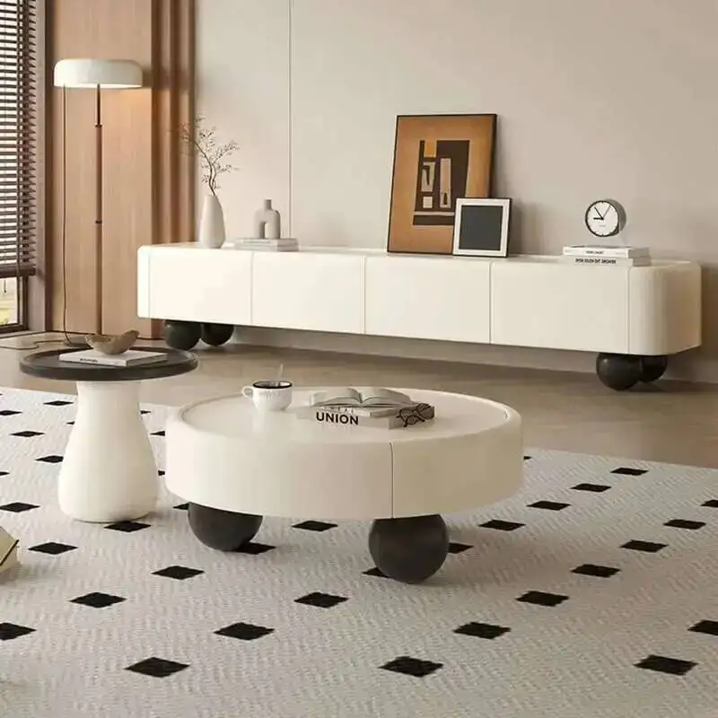 غرفة المعيشة البيضاء تلفزيون تقف المحمول الحديثة عرض أدراج فاخرة طاولة تلفاز أفلام مصمم تخزين Suporte Para Tv أثاث المنزل #5