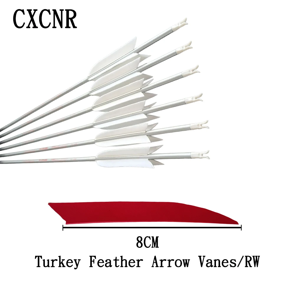 50 Pcs 8cm RW Turkey Feather Fletches, High Speed Knife Cut Vanes for Traditional Recurve Bow Hunting, DIY Arrow Accessories - view 5
