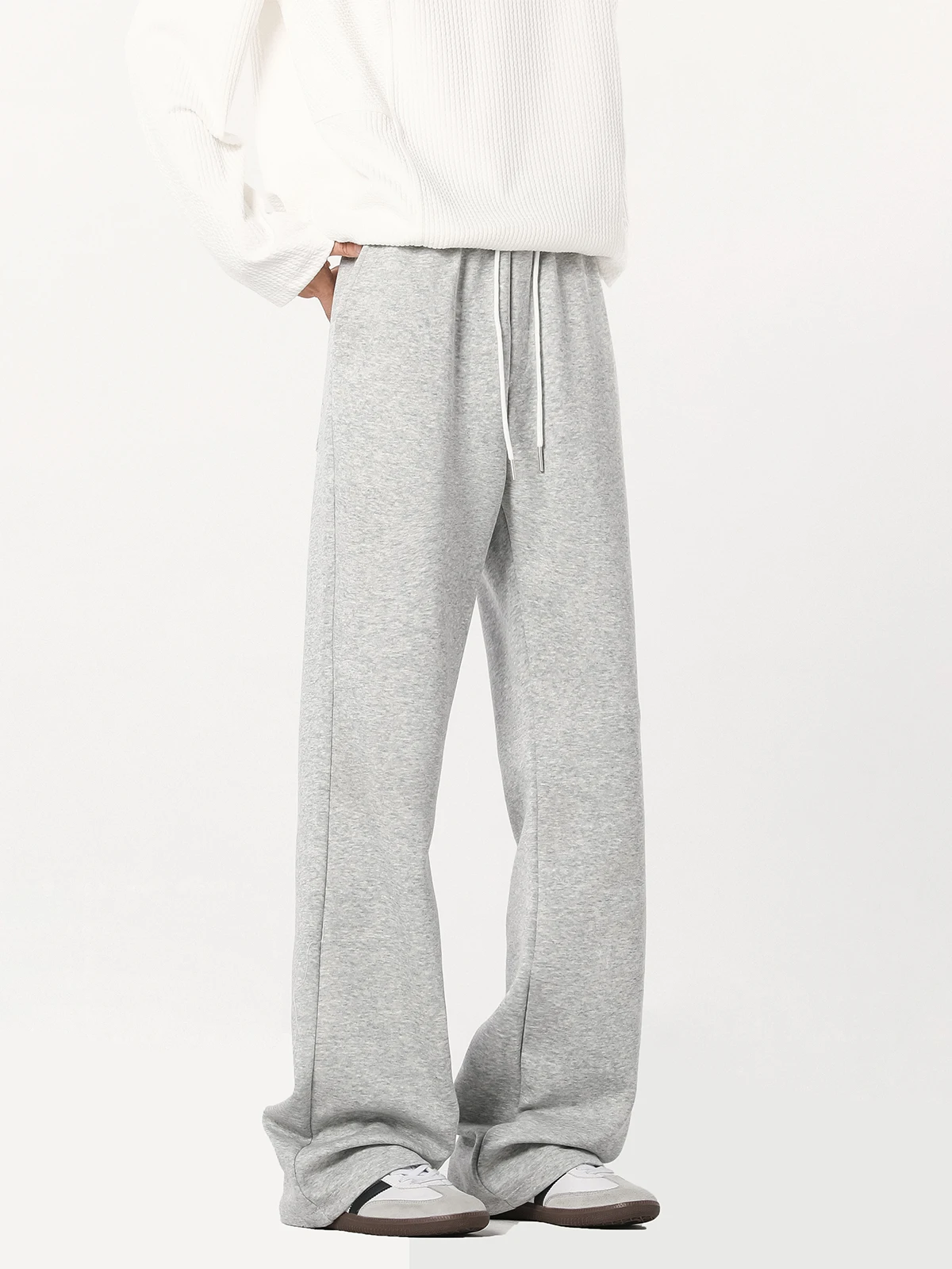 

Американские тяжелые спортивные спортивные штаны на шнурке для мужчин, осенний новый стиль, свободные и универсальные прямые брюки с широкими штанинами, повседневные