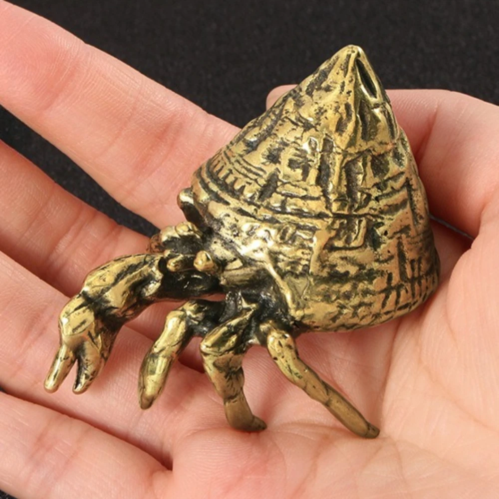 Brass Hermit Crab Figurines Deskdecoration Retro Marine Creatures Home Decor Ornaments Copper Handicrafts
