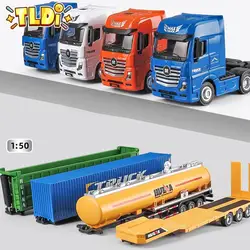 Huina Alloy Car Model Toy for Kids Dump Truck 1:50 Engineering Vehicle Simulation Container Transport Collection Childern Gift