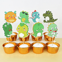 7/11Pcs Cartoon Dinosaur Cake Decor Paper Cupcake Topper Dinosaur Themed Birthday Party Decoration Kids Gift