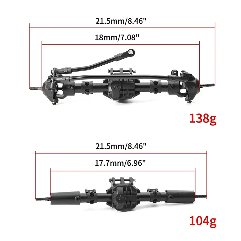 1/10 RC Car Front and Rear Straight Complete Axle for Axial SCX10 II 90046 1/10 RC Crawler Car Upgrade Parts