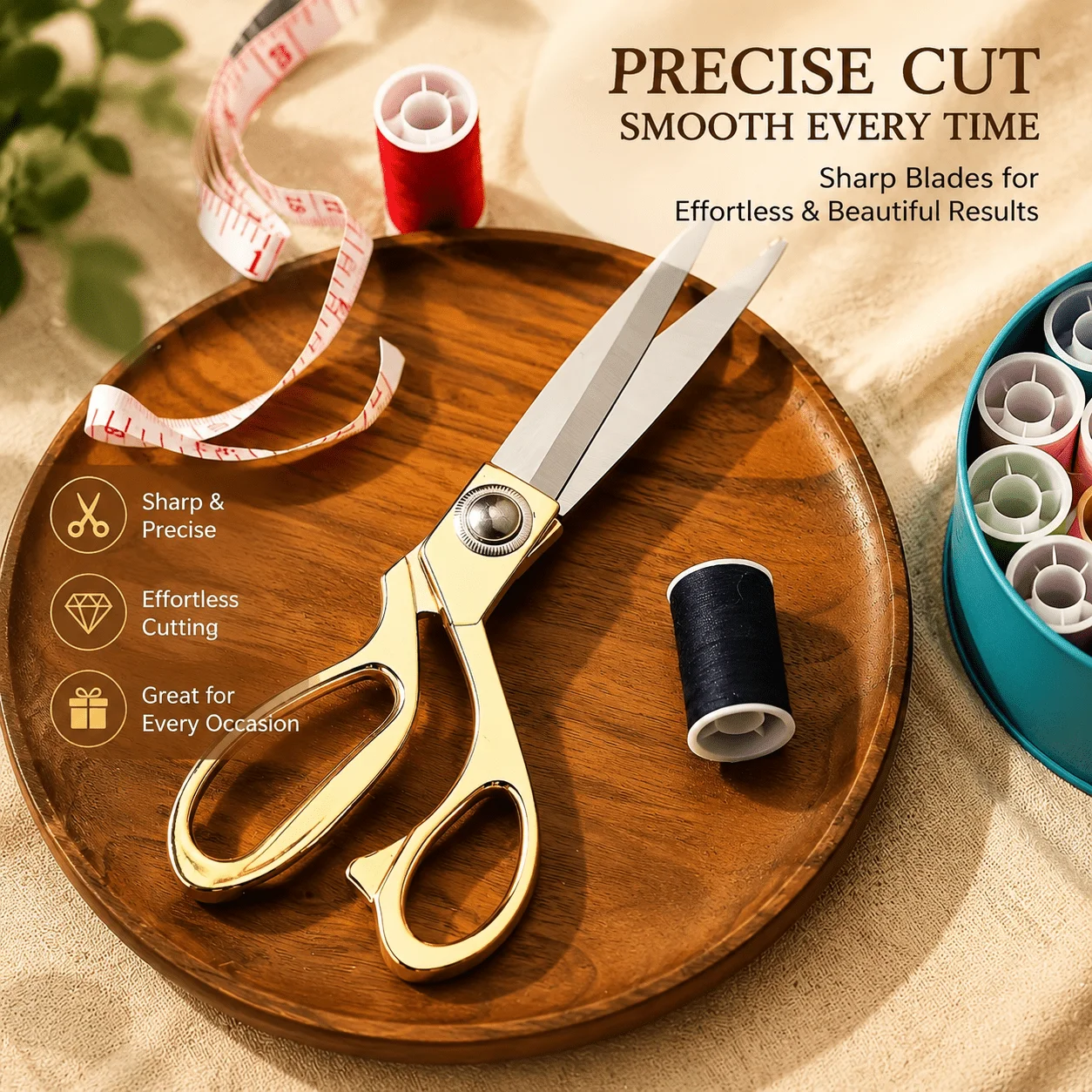 Durable Tailor Scissors - Sharp, Suitable for Fabric and Faux Leather, Multi-functional High-Quality, Featuring Sharp
