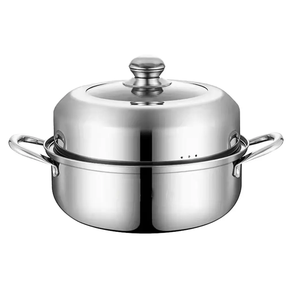 

1Pcs Stainless Steel Steam Pot Multifunctional Kitchen Cooker Foldable Steamer Pot Stockpot for Induction Gas Stove Healthy