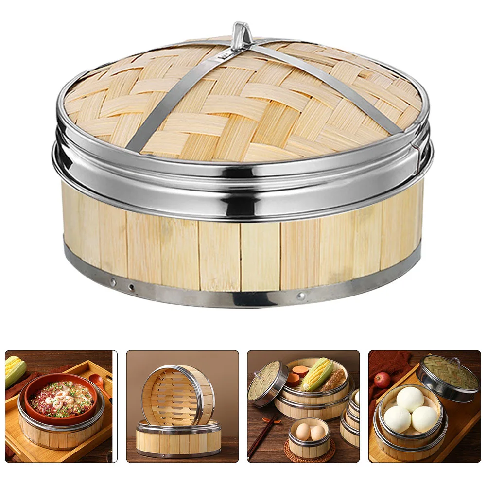 

1pc Bamboo Basket Large Capacity Multi-Functional Food For Kitchen Cooking Tool With Lid Household Steamer Bamboo Food Steamer