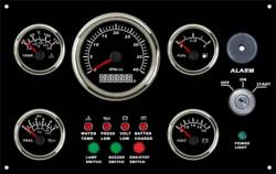 ELING 5 Gauge Set Instrument Panel with 0-4000RPM Tachometer Fuel Level Water Temp. Oil Pressure Voltmeter 300*190 mm 12V 24V